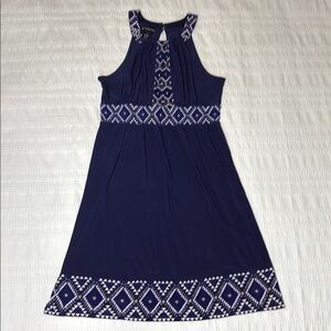 I.N.C. Navy A-Line Dress with White Accents